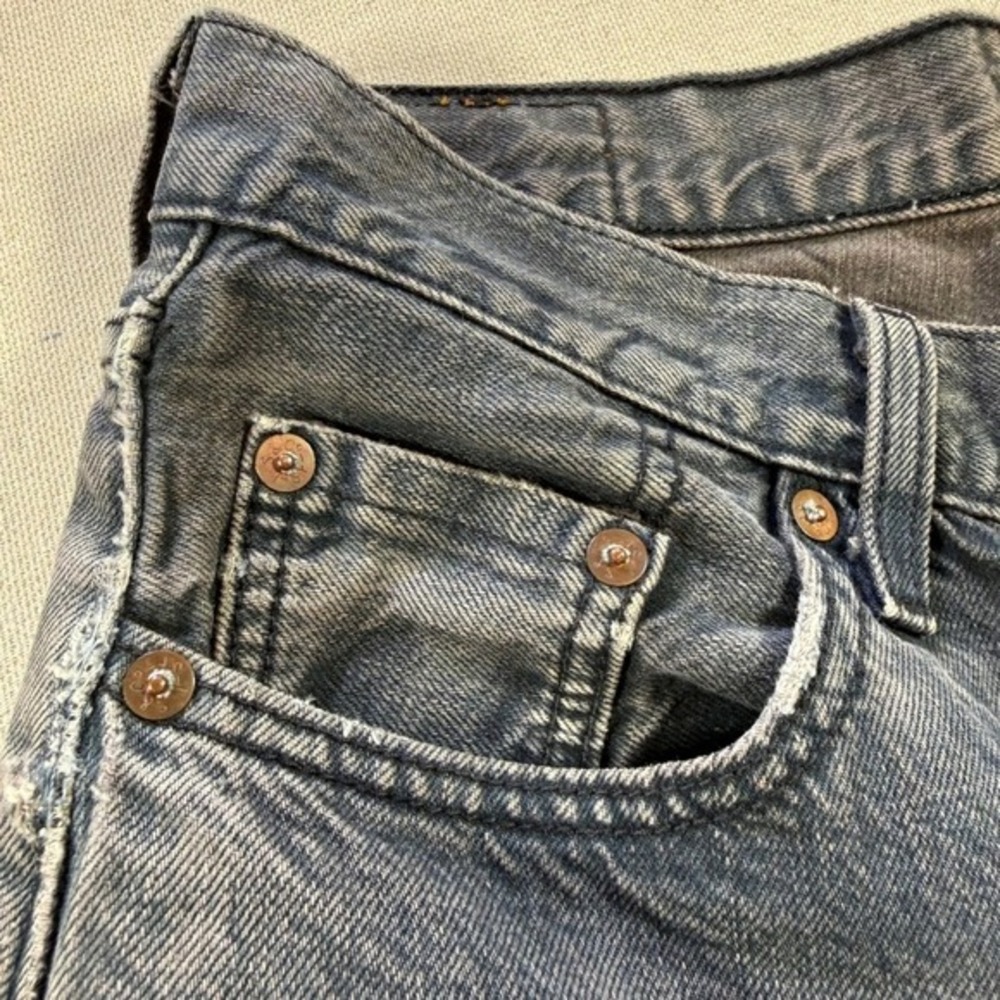 Levi's 501 Selvedge Denim Faded Black With Patch Knee 28 X 28 (25x32) 2015 - Picture 12 of 17